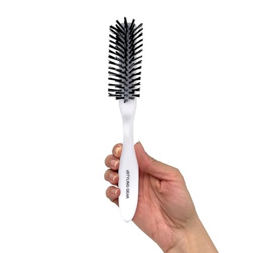 White Styling Gear SG106 5-Row Hair Brush for Volumizing & Slick Back Styling