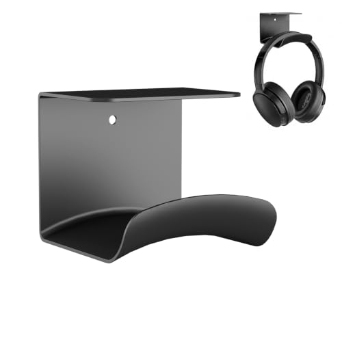 Aluminum Headphone Holder with Adhesive Mount - Space Saving Stand for Gaming & Office