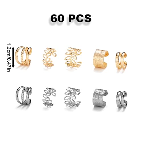 60PCS Silver and Gold Hair Beads for Braids and Dreadlocks