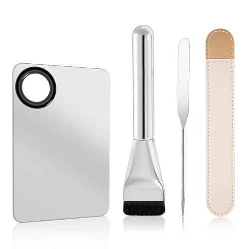 KissDate Stainless Steel Makeup Mixing Palette & Spatula Set