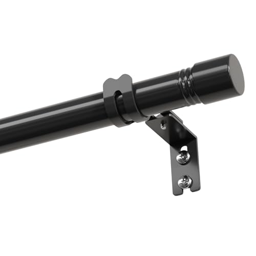 Adjustable Black Curtain Rod 30-46 Inch - Heavy Duty with Brackets