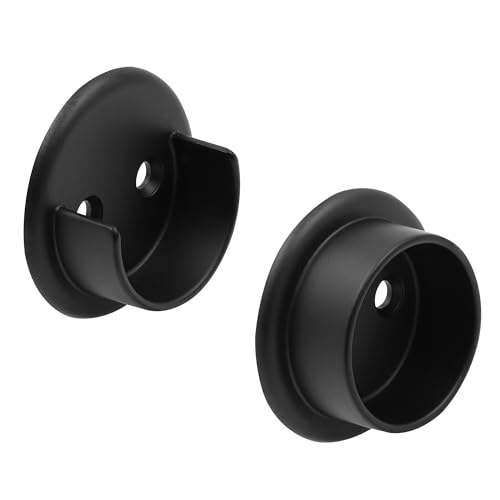 Prime-Line Closet Pole Sockets for 1-3/8" Diameter Poles - Matte Black