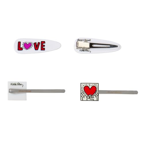 Keith Haring Crease-Free Hair Clips Set of 4 - Love & Unity Design