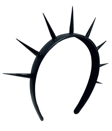 Gothic Spiked Leather Headband for Women - HD Black