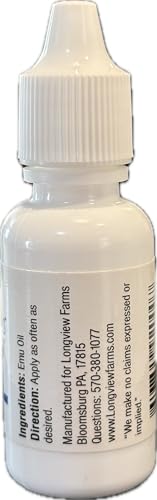 Longview Farms 100% Pure Emu Oil - Natural Hydrating Hair & Body Oil, 0.5 oz