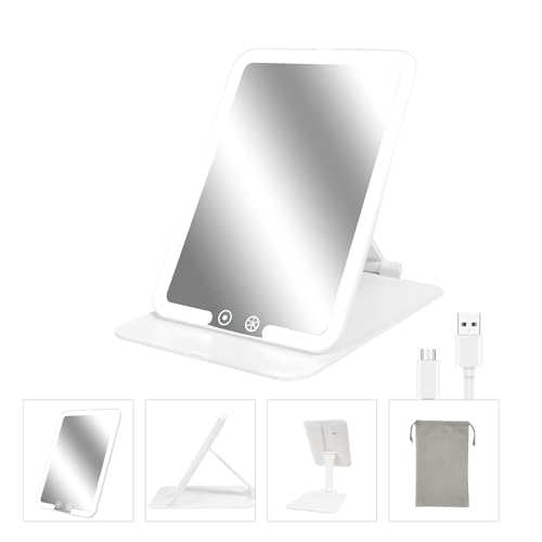 AtAstra Foldable LED Makeup Mirror with Smart Sensor - Standard Travel Vanity with 3 Light Modes