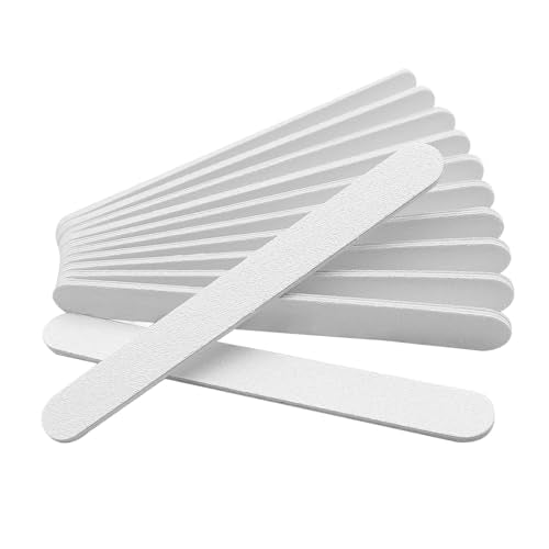 Professional White Nail Files - 12 Pack Double-Sided Emery Boards