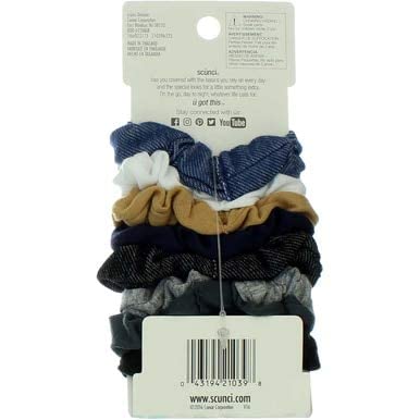 Scunci Mini Scrunchies - 8 Count Ouchless Denim Hair Elastics