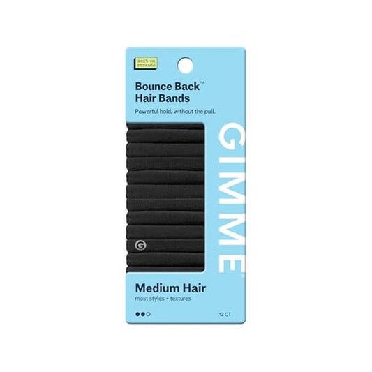 Gimme Beauty Medium Hold Hair Bands - Seamless Spandex & Nylon Ties for All Hair Types - Damage-Free, Comfort Fit Ponytail Holders - No-Crease Elastic Bands for Daily Use - 12 Pack, Black