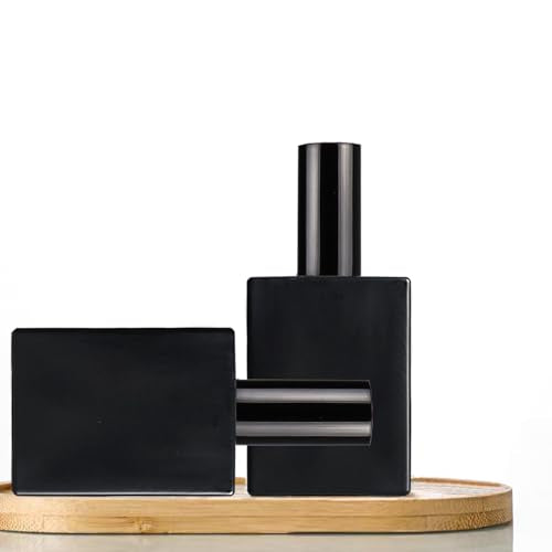 6 Pack 50ml Matte Black Square Glass Spray Bottles - Refillable