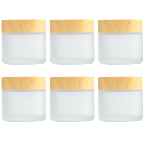2oz Frosted Glass Jars - 6 Pack Refillable Cosmetic Containers