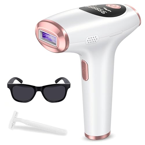 IPL Laser Permanent Hair Removal Device with Protective Goggles, 86% Hair Reduction in 3 Weeks & 5 Custom Energy Levels, Perfect for Men & Women's At-Home Full Body and Face, White
