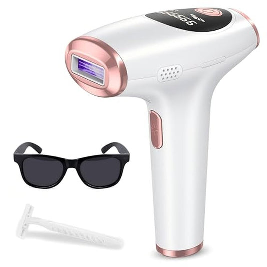 IPL Laser Permanent Hair Removal Device with Protective Goggles, 86% Hair Reduction in 3 Weeks & 5 Custom Energy Levels, Perfect for Men & Women's At-Home Full Body and Face, White