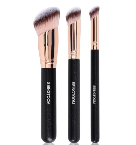 SEINGTOOM Angled Foundation Brush Set - 3Pcs Makeup Brushes