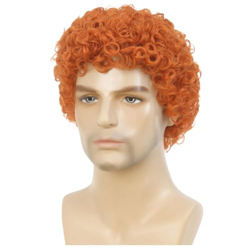 Short Orange Afro Curly Wig for Men - California Cosplay Costume