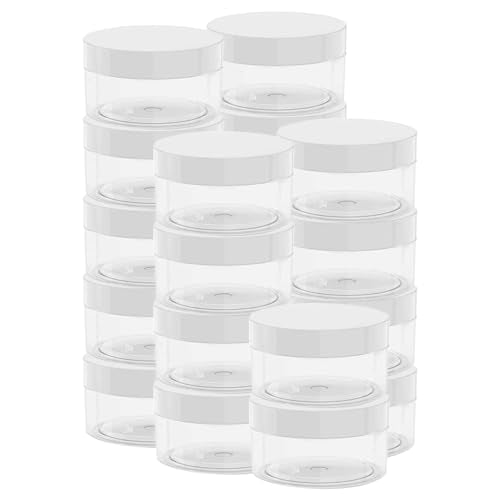 20 Pack 2 Ounce Plastic Jars with Screw Lids for Cosmetics