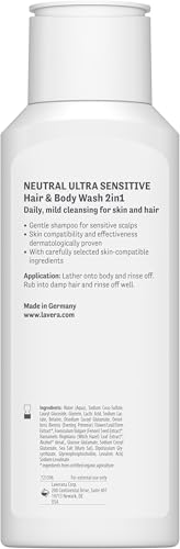 Lavera Neutral Shower Shampoo with Organic Evening Primrose for Sensitive Skin & Hair, Vegan, PETA Certified – 6.76 fl oz