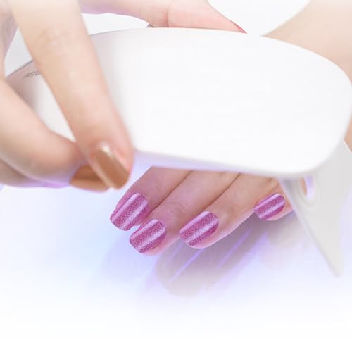 WOKOTO KIT5 Shiny Pink Cat Eye Semi Cured Gel Nail Strips Full Wraps for Women
