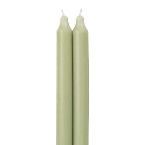 Sage Green Taper Candles - 12" 2-Pack, Smokeless & Dripless