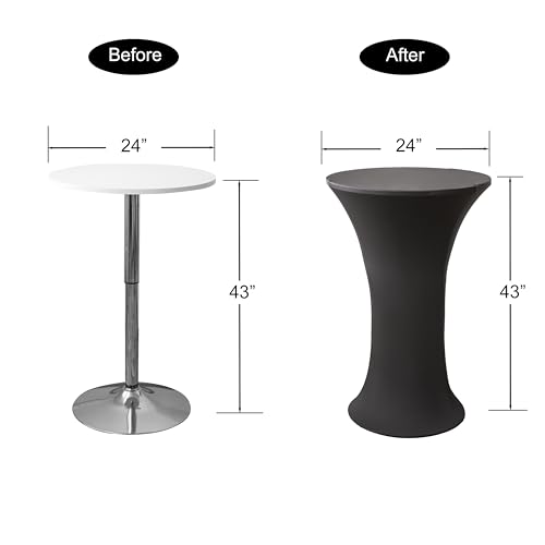Black Spandex Cocktail Tablecloth 24x43 Inch Fitted Cover
