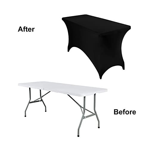 4ft Waterproof Spandex Table Cover for Events & Weddings - Black