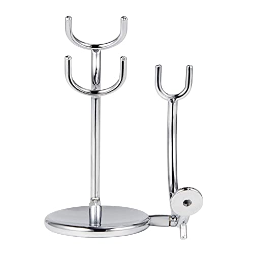 Silver Stainless Steel Shaving Razor & Brush Stand for Safety & Straight Razors