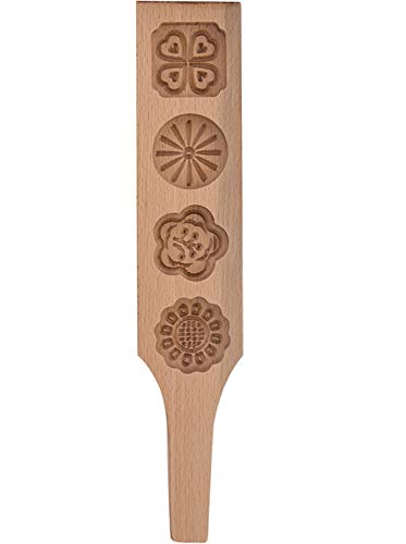 Wooden Mooncake Mold for DIY Baking - 4 Flower Design