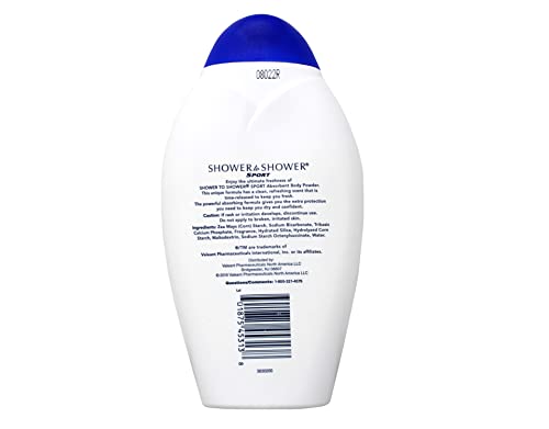 Shower to Shower Sport Absorbent Body Powder, 13 Ounce (Pack of 2)