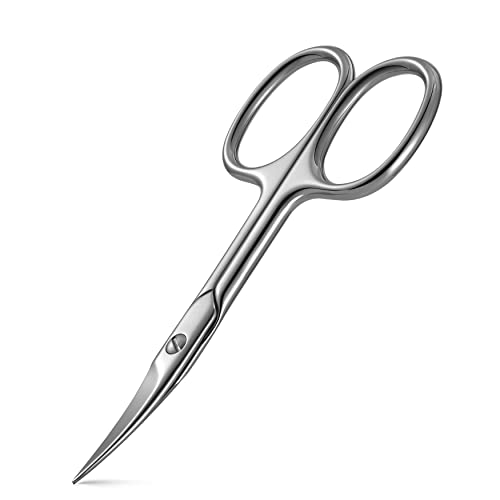 BEZOX Shiny Silver Nail Scissors - Ergonomic Curved Blade for Thick Nails