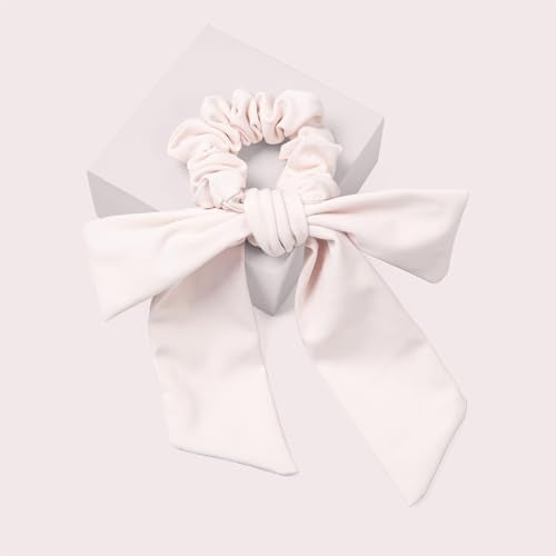 White Goddess Ribbon Bow Scrunchie - Ultra-Soft Hair Accessory