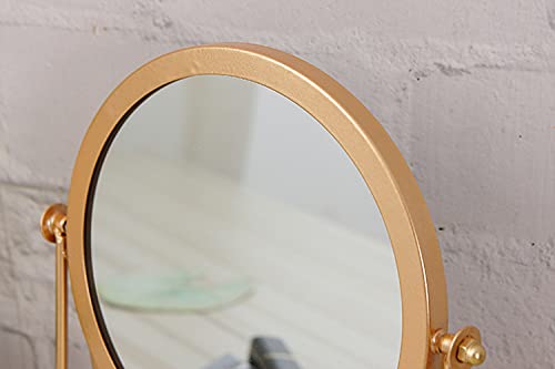 Schonee Golden Tabletop Makeup Mirror, 360° Rotating Round Vanity Mirror