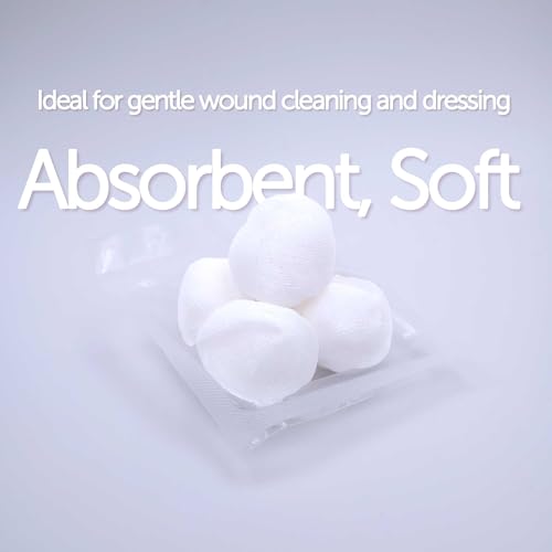 RCARE Sterile Cotton Gauze Balls, 1 Inch, Individually Wrapped, 80 Pack