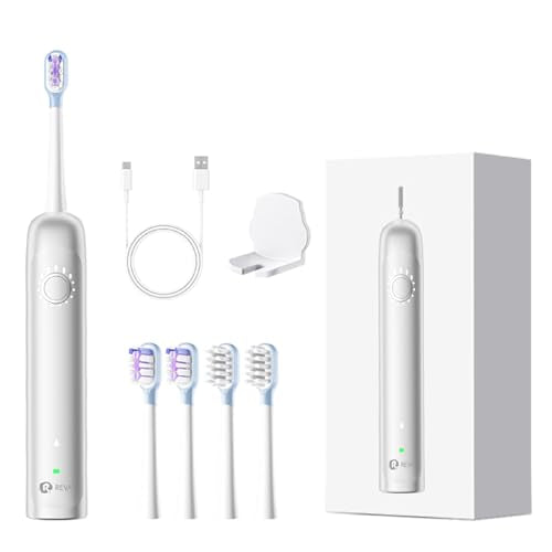 R REVA X1 Sonic Electric Toothbrush, Rechargeable with 5 Modes & 4 Heads