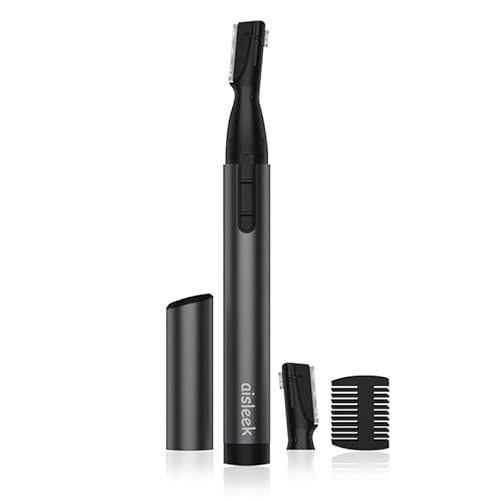 Upgraded Eyebrow Trimmer for Men, Precision Detailer, Battery-Powered Eyebrow Razor with Rinseable Blade, Facial Hair Trimmer with Comb, Compact Pen-Size, Safe Painless Shaver