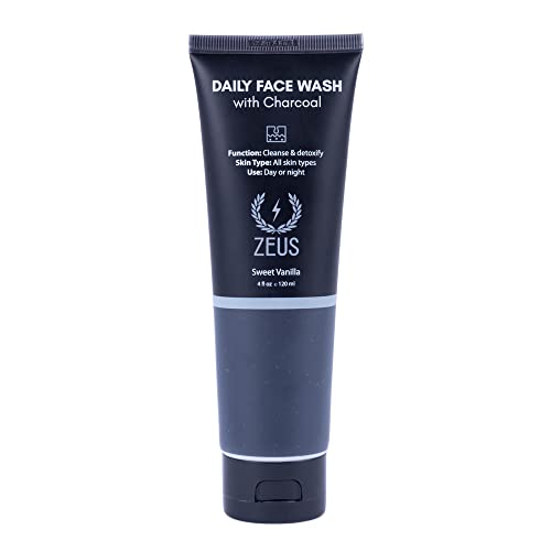 ZEUS Charcoal Face Wash for Men – daily cleanser for oily skin, USA-made