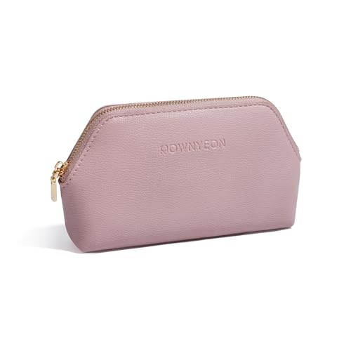 ROWNYEON Mini Vegan Leather Makeup Bag - Portable Cosmetic Pouch for Purse