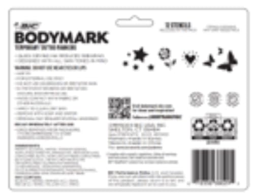 BIC BodyMark Temporary Tattoo Markers - Party Pack with 12 Stencils (4 Count)