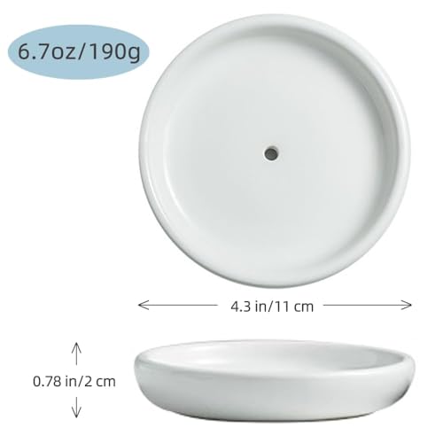 Self-Draining Ceramic Soap Dish - Compact White Tray for Soap & Jewelry