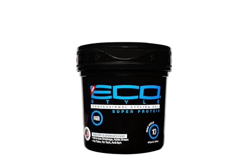 Eco Style Unscented Styling Gel Super Protein 16oz - Flake-Free, Long Lasting Hold