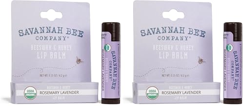 Savannah Bee Company Mint Lip Balm with Hanger - Natural Beeswax (2 Pack)