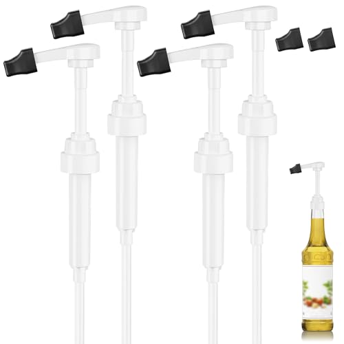 Coffee Syrup Pump Set for Monin 750ml Glass Bottles - 4 Pumps with Tip Covers