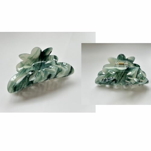 Large Hair Claw Clips - 4-Piece Non-Slip Green Jaw Clips for Thick Hair