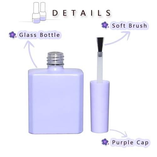 6PCS Purple Glass Nail Polish Bottles - Refillable & Leak-Proof