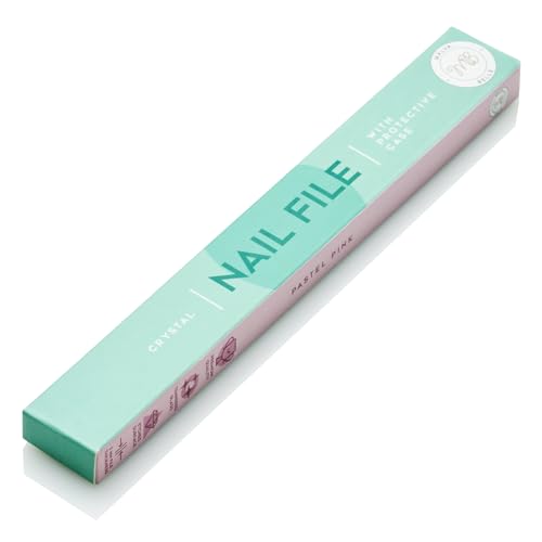 Malva Belle Crystal Glass Nail File with Travel Case - Reusable Nail Shaper for Natural & Gel Nails - Pastel Pink