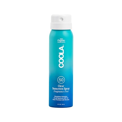 COOLA Clear SPF 50 Sunscreen Spray, Fragrance Free, 2 Fl oz