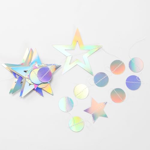 Iridescent Star Garland - 52ft Holographic Party Decorations