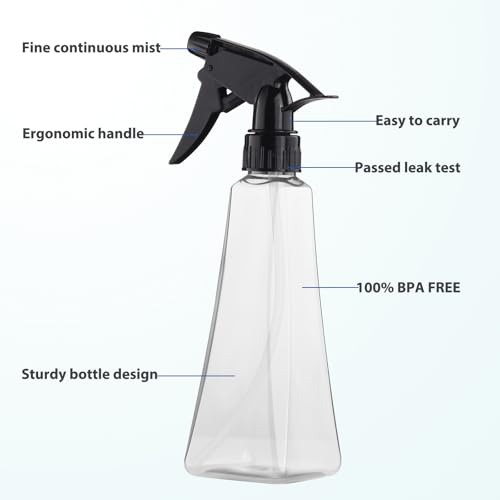12 Oz. Spray Bottles (2-Pack) - Adjustable Leak-Proof, BPA-Free