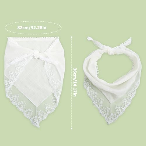 White Lace Head Scarf for Women - Adjustable Bohemian Bandana