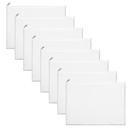 8 Pcs Large Canvas Zipper Pouches - 12x9 Inch Makeup Bags for Travel & DIY