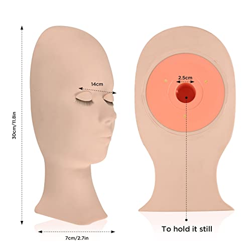 LASHVIEW Lash Mannequin Head with 4 Pairs Replaceable Eyelids for Training